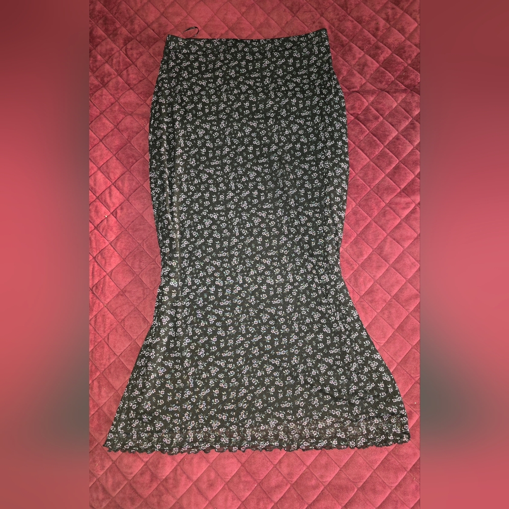 Dark Floral Mesh Skirt